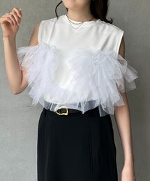 Thevon | チュールビスチェドッキングノースリプルオーバー(Tシャツ/カットソー)