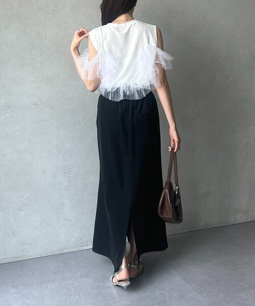 Thevon(ゼボン)の「チュールビスチェドッキングノースリプルオーバー(Tシャツ/カットソー・レディース・ブラック/オフホワイト・FREE)」の9枚目の写真