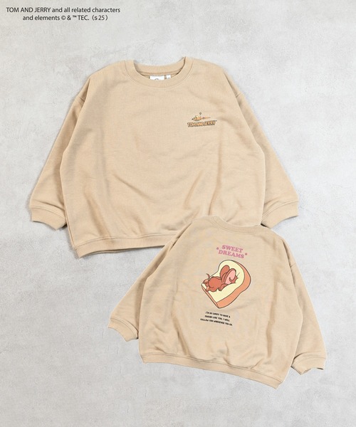 Tom＆Jerry（トムアンドジェリー）の「【トムとジェリー】別注プリントトレーナー（スウェット・キッズ・ベージュ/ラベンダー/ホワイト系その他/チャコール・100/130/150/140/120/110/95/90/80）」の4枚目の写真