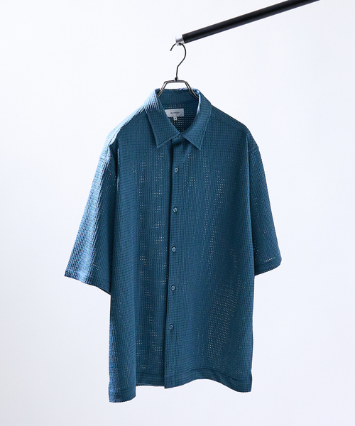 ABAHOUSE(アバハウス)の「メッシュジャガード シアーシャツ / オーバーサイズ(シャツ/ブラウス・メンズ・ホワイト/ブラック/グレイッシュブルー・46/48)」の7枚目の写真