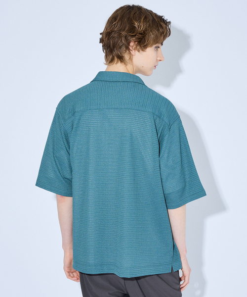 ABAHOUSE(アバハウス)の「メッシュジャガード シアーシャツ / オーバーサイズ(シャツ/ブラウス・メンズ・ホワイト/ブラック/グレイッシュブルー・46/48)」の4枚目の写真