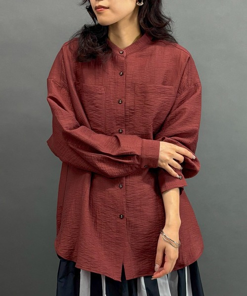 NICOLE white(ニコルホワイト)の「シアーシャツブラウス(シャツ/ブラウス・レディース・オフホワイト/チャコール/ブラウン・FREE)」の1枚目の写真