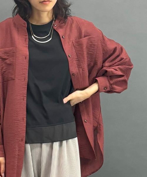 NICOLE white(ニコルホワイト)の「シアーシャツブラウス(シャツ/ブラウス・レディース・オフホワイト/チャコール/ブラウン・FREE)」の5枚目の写真