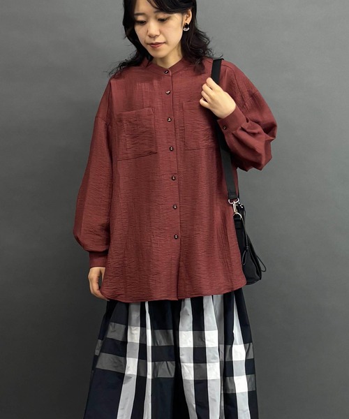 NICOLE white(ニコルホワイト)の「シアーシャツブラウス(シャツ/ブラウス・レディース・オフホワイト/チャコール/ブラウン・FREE)」の8枚目の写真
