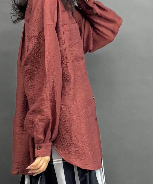 NICOLE white(ニコルホワイト)の「シアーシャツブラウス(シャツ/ブラウス・レディース・オフホワイト/チャコール/ブラウン・FREE)」の10枚目の写真