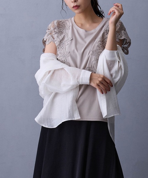 NICOLE white(ニコルホワイト)の「シアーシャツブラウス(シャツ/ブラウス・レディース・オフホワイト/チャコール/ブラウン・FREE)」の22枚目の写真
