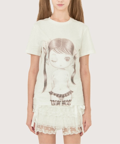 tシャツ MURAKAMI MOE LA POMME petit Collaboration Girl Sillouette  T レディース MURAKAMI MOE LA POMME petit Collaboration Girl Sillouette T