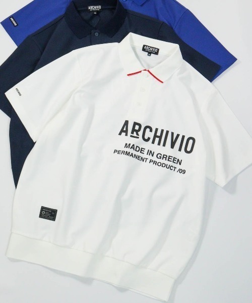 archivio(アルチビオ)の「<MENS>【メンズ】ライン襟速乾ニットポロシャツ(ポロシャツ・メンズ・ホワイト/ネイビー/ブルー・LL/M/L)」の2枚目の写真