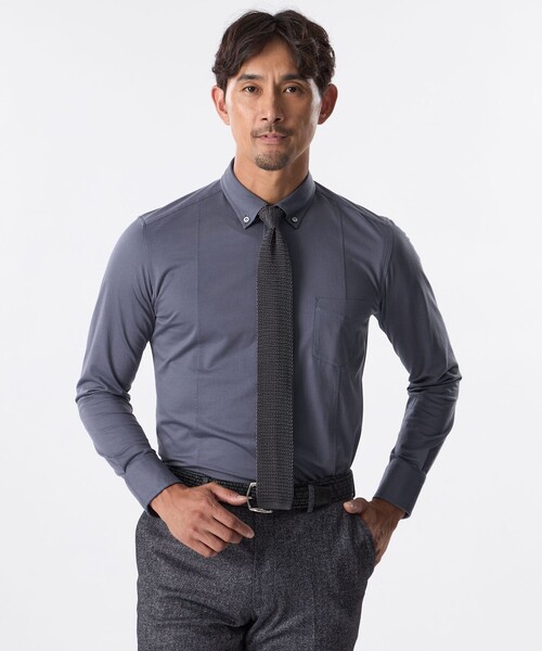 EPOCA UOMO(エポカウォモ)の「ブライトポリエステル混ロングスリーブシャツ(シャツ/ブラウス・メンズ・ホワイト/ネイビー/グレー系その他2・46/48)」の2枚目の写真