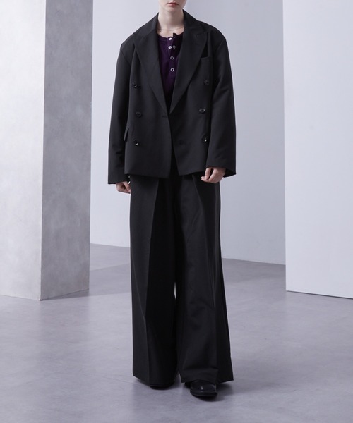 フォールディッドタック ワイドストレートスラックス【セットアップ