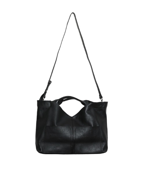 YArKA（ヤーカ）の「【YArKA/ヤーカ】real leather change shape 2way bag [wam9] / リアルレザー変形底2way バッグ（トートバッグ・メンズ・ブラック・FREE）」の2枚目の写真