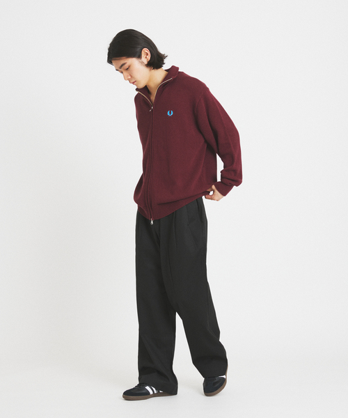 FRED PERRY(フレッドペリー)の「FRED PERRY / フレッドペリー 別注 ニット トラック ジャケット(ニット/セーター・メンズ・ボルドー/ネイビー・MEDIUM/LARGE)」の4枚目の写真