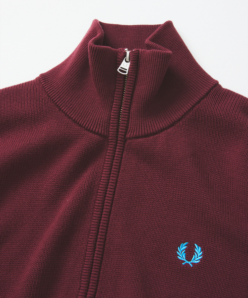 FRED PERRY(フレッドペリー)の「FRED PERRY / フレッドペリー 別注 ニット トラック ジャケット(ニット/セーター・メンズ・ボルドー/ネイビー・MEDIUM/LARGE)」の8枚目の写真