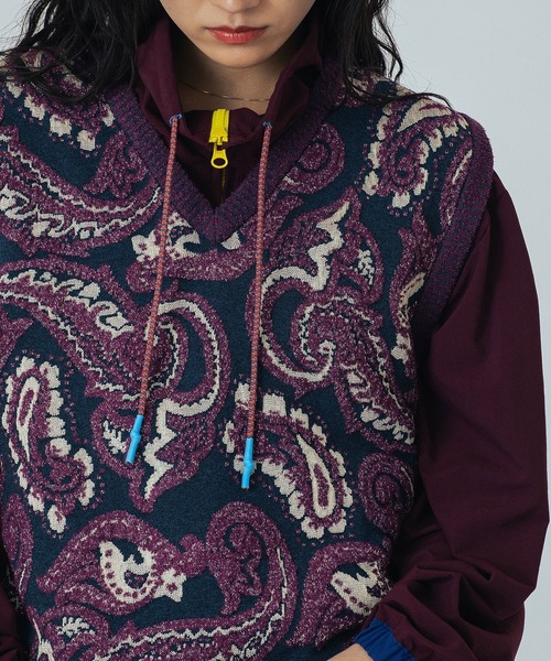 セール】(mici)PAISLEY JAQUARD KNIT VEST（ベスト）｜ROSE BUD
