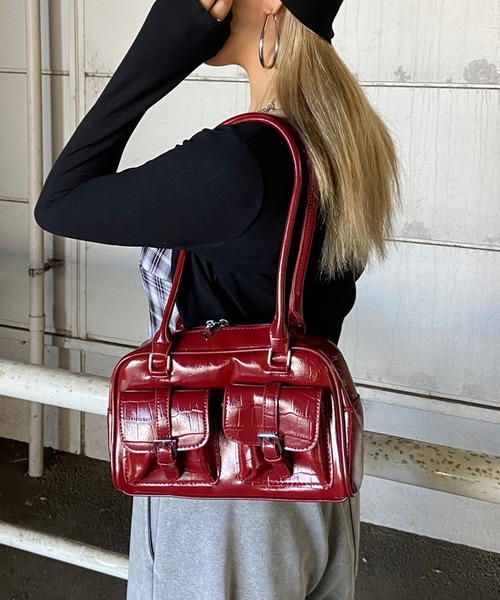 バレンシアガ ボストンバッグ ヴィンテージ ナイロン クロコ 型押し ブラウン 美品】BALENCIAGA バレンシアガ ヴィンテージ オールド ボストン