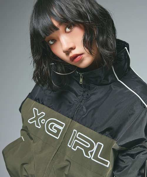 X-girl（エックスガール）の「X-girl LOGO EMBROIDERY JACKET（ブルゾン・レディース・ブラック/オリーブ/ライトブルー・S/M）」の22枚目の写真