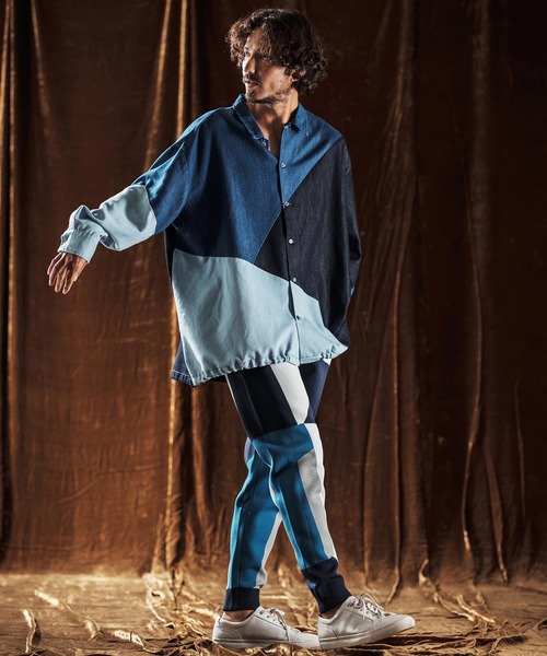 ANGENEHM（アンゲネーム）の「ms6204-3-Tone Faded Denim Shirt デニムシャツ(AG05-017acf)（シャツ/ブラウス・メンズ・ブラック/インディゴブルー・M/S/L）」の7枚目の写真