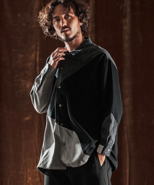 ANGENEHM（アンゲネーム）の「ms6204-3-Tone Faded Denim Shirt デニムシャツ(AG05-017acf)（シャツ/ブラウス・メンズ・ブラック/インディゴブルー・M/S/L）」の10枚目の写真