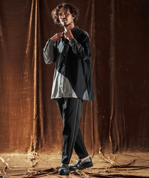 ANGENEHM（アンゲネーム）の「ms6204-3-Tone Faded Denim Shirt デニムシャツ(AG05-017acf)（シャツ/ブラウス・メンズ・ブラック/インディゴブルー・M/S/L）」の14枚目の写真