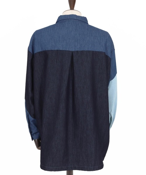 ANGENEHM（アンゲネーム）の「ms6204-3-Tone Faded Denim Shirt デニムシャツ(AG05-017acf)（シャツ/ブラウス・メンズ・ブラック/インディゴブルー・M/S/L）」の18枚目の写真