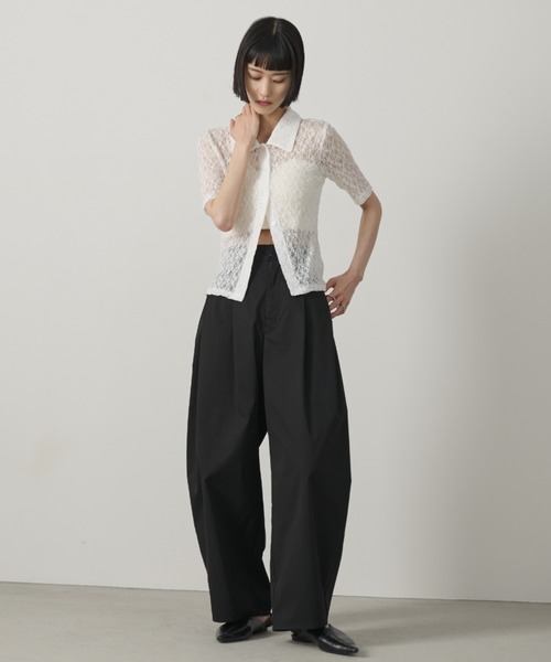 AIC.(エーアイシー)の「【再入荷】カーブシルエットタックパンツ(その他パンツ・レディース・アイボリー/ブラック/ブラウン/ダークカーキ・FREE)」の9枚目の写真