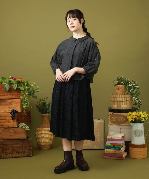 Jocomomola（ホコモモラ）の「Camino de flores フラワージャカードワンピース（ワンピース・レディース・レッド/ブラック・40）」の12枚目の写真