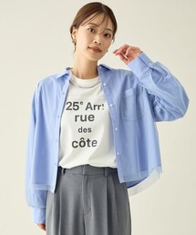 クロップドチュールコンビシャツ