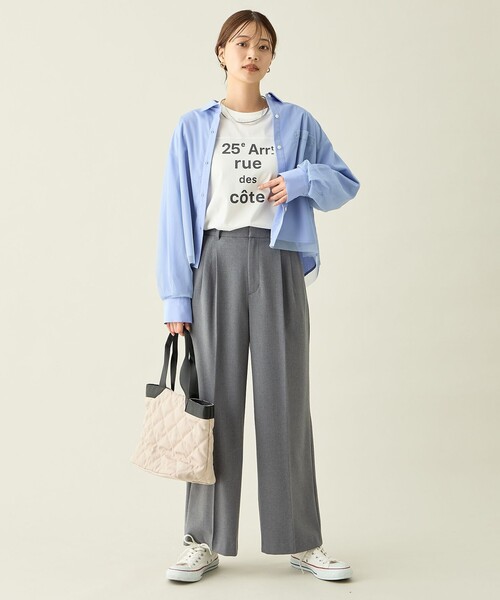 ANY（エニィ）の「【洗濯機可】クロップドチュールコンビシャツ（シャツ/ブラウス・レディース・アイボリー系/サックスブルー系・F）」の5枚目の写真