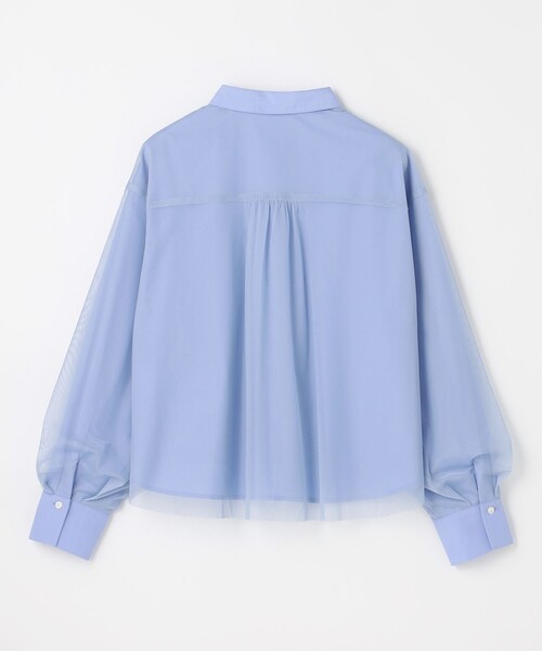 ANY（エニィ）の「【洗濯機可】クロップドチュールコンビシャツ（シャツ/ブラウス・レディース・アイボリー系/サックスブルー系・F）」の8枚目の写真