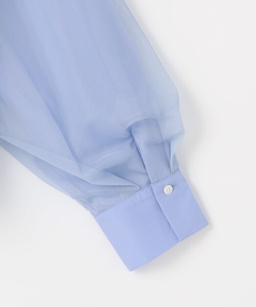 ANY（エニィ）の「【洗濯機可】クロップドチュールコンビシャツ（シャツ/ブラウス・レディース・アイボリー系/サックスブルー系・F）」の12枚目の写真