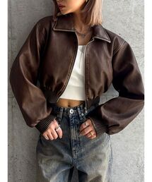 【TINY】fake leatherショートブルゾン