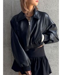 【TINY】fake leatherショートブルゾン