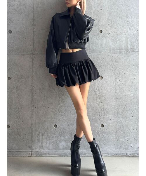 GYDA（ジェイダ）の「【TINY】fake leatherショートブルゾン（ブルゾン・レディース・ブラウン/ブラック・FREE）」の3枚目の写真