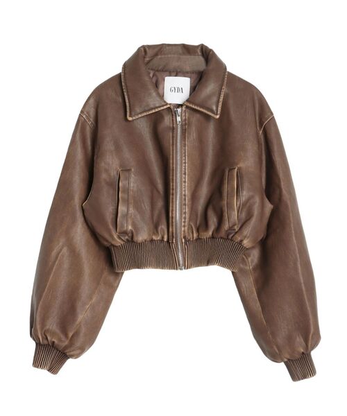 GYDA（ジェイダ）の「【TINY】fake leatherショートブルゾン（ブルゾン・レディース・ブラウン/ブラック・FREE）」の12枚目の写真