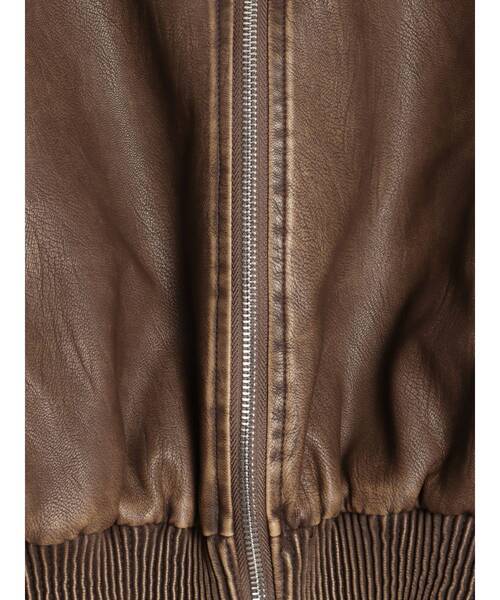GYDA（ジェイダ）の「【TINY】fake leatherショートブルゾン（ブルゾン・レディース・ブラウン/ブラック・FREE）」の8枚目の写真