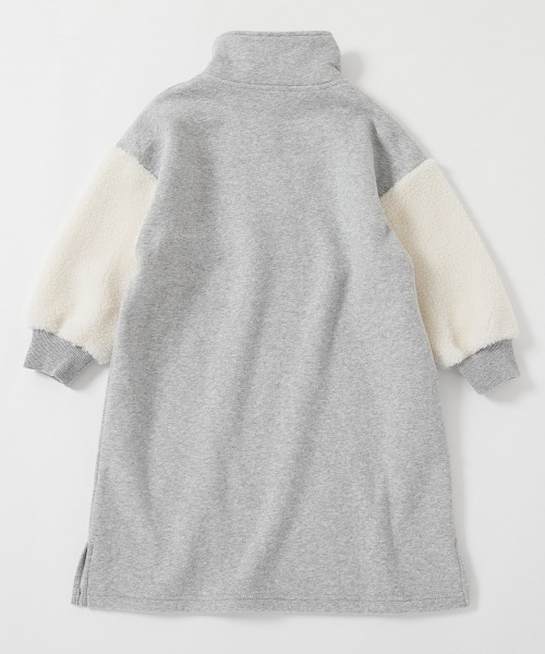 セール】スフレスウェット 袖ボア ハーフジップ 裏起毛ワンピース