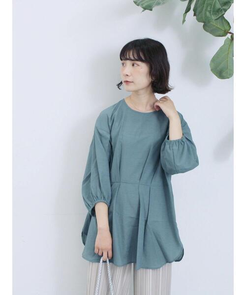 Samansa Mos2 blue（サマンサモスモスブルー）の「タックブラウス