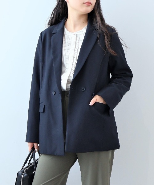 フルールbyミントブリーズ（fleur by mint breeze）/【大きいサイズ】ダブルテーラードジャケット セール】【L～5L 大きいサイズ】ダブルテーラードジャケット
