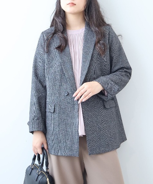 セール】【L～5L 大きいサイズ】ダブルテーラードジャケット