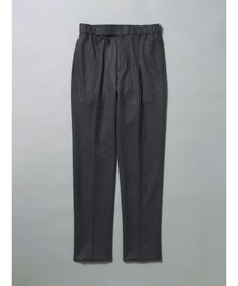 GOOVI タックテーパードパンツ ストレッチ ウールサキソニー