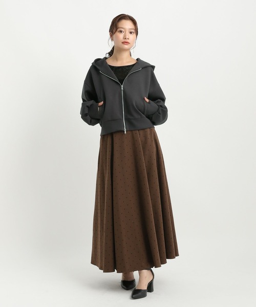 Andemiu（アンデミュウ）の「ZIPフーディ589773（パーカー・レディース・ライトグレー/チャコールグレー・FREE）」の8枚目の写真