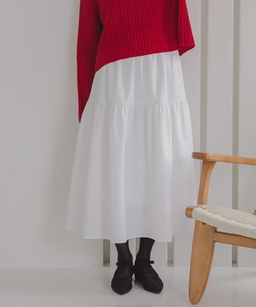 Petitjo（プッチージョ）の「小さいサイズ　タフタギャザーティアードスカート　低身長さん・小柄女性（スカート・レディース・ネイビー/ホワイト・XS-S/M-L）」の16枚目の写真