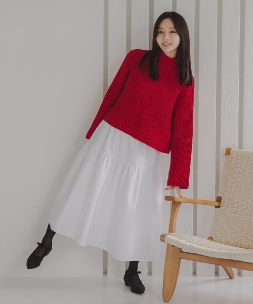 Petitjo（プッチージョ）の「小さいサイズ　タフタギャザーティアードスカート　低身長さん・小柄女性（スカート・レディース・ネイビー/ホワイト・XS-S/M-L）」の17枚目の写真