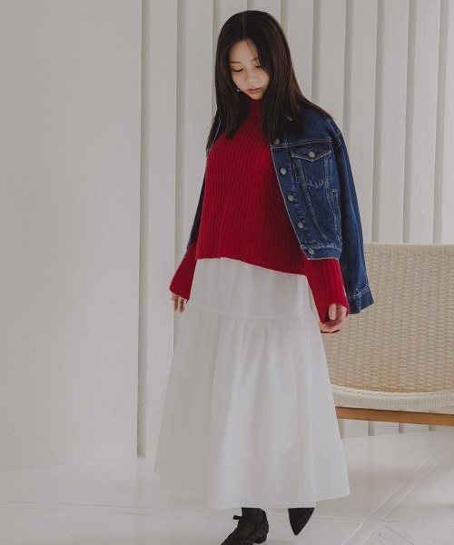 Petitjo（プッチージョ）の「小さいサイズ　タフタギャザーティアードスカート　低身長さん・小柄女性（スカート・レディース・ネイビー/ホワイト・XS-S/M-L）」の20枚目の写真