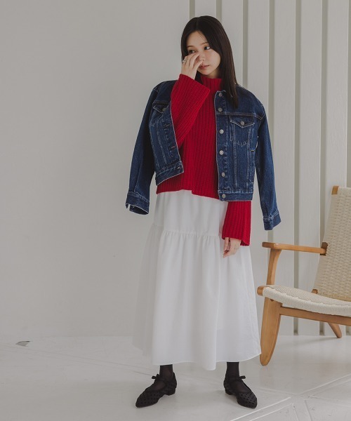 Petitjo（プッチージョ）の「小さいサイズ　タフタギャザーティアードスカート　低身長さん・小柄女性（スカート・レディース・ネイビー/ホワイト・XS-S/M-L）」の21枚目の写真