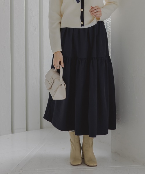 Petitjo（プッチージョ）の「小さいサイズ　タフタギャザーティアードスカート　低身長さん・小柄女性（スカート・レディース・ネイビー/ホワイト・XS-S/M-L）」の8枚目の写真