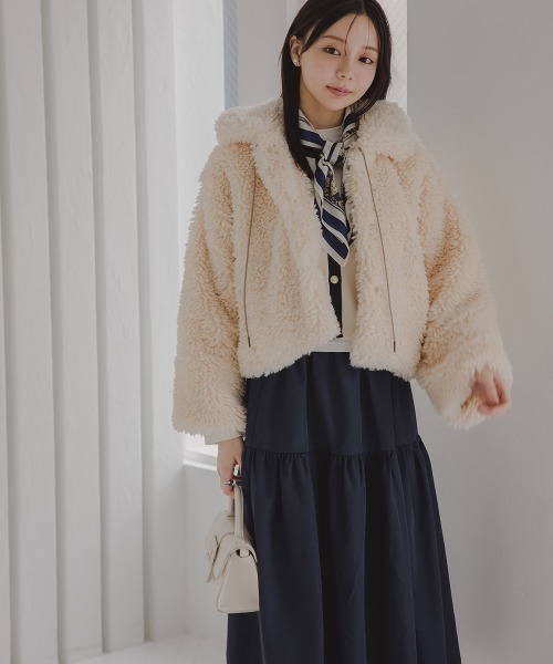 Petitjo（プッチージョ）の「小さいサイズ　タフタギャザーティアードスカート　低身長さん・小柄女性（スカート・レディース・ネイビー/ホワイト・XS-S/M-L）」の14枚目の写真