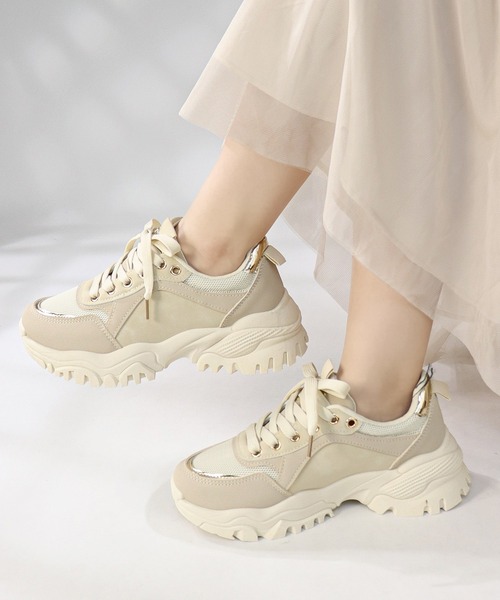 LOVEHUNTER(ラブハンター)の「LOVEHUNTER/+6.5cm 軽量厚底 ボリュームソールメッシュスニーカー(2250)(スニーカー・レディース・ブラック/ホワイト/ベージュ・S/M/L/LL/3L/4L)」の11枚目の写真