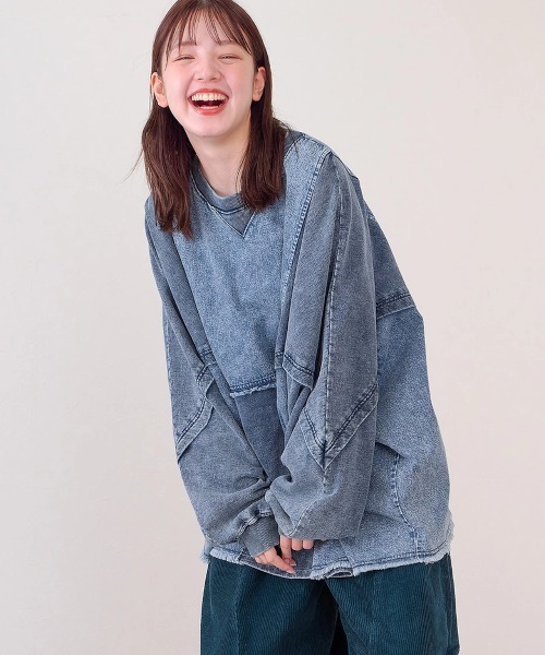 mililopiulu ケミカルデニム裏毛フーディーパーカー レディース｜ベビー子供服通販のPeace5