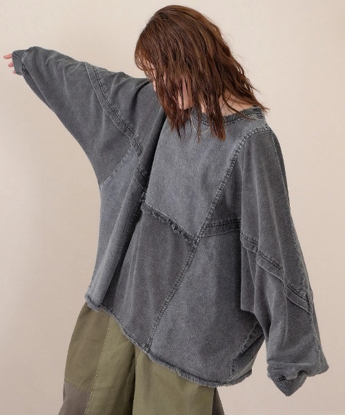 mililopiulu/ミリロピュール ケミカルデニム裏毛ドルマンプル